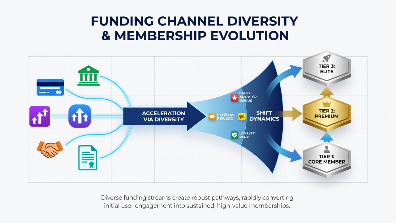 Analytics dashboard illustrating funding channel impact on membership tier progression in casino apps