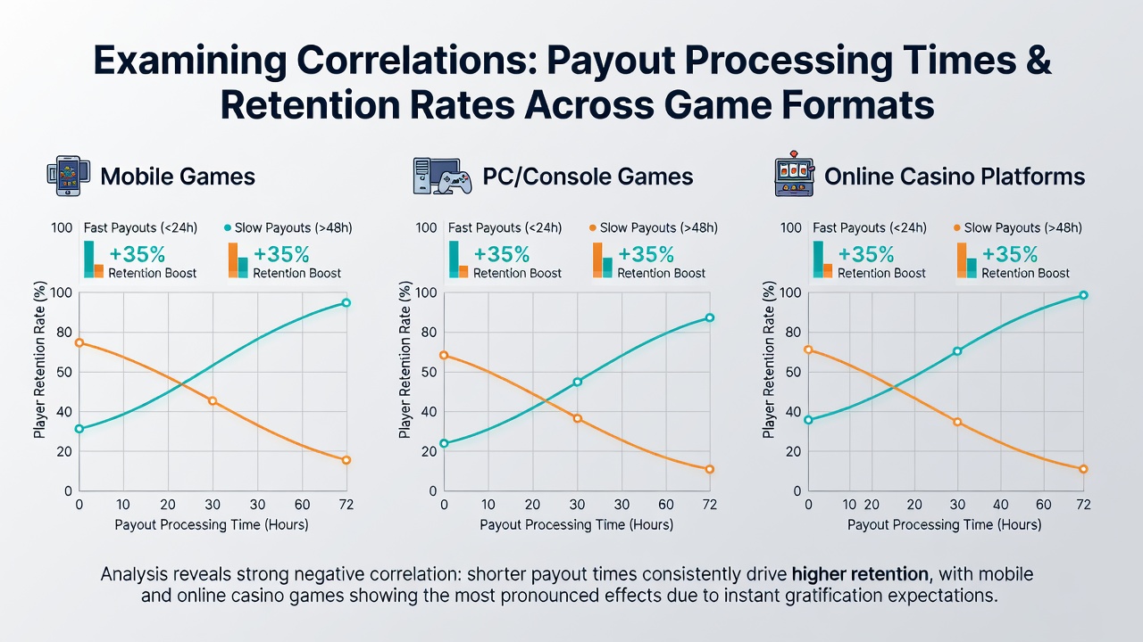 Analytics dashboard displaying retention rates and payout timelines for mobile casino games