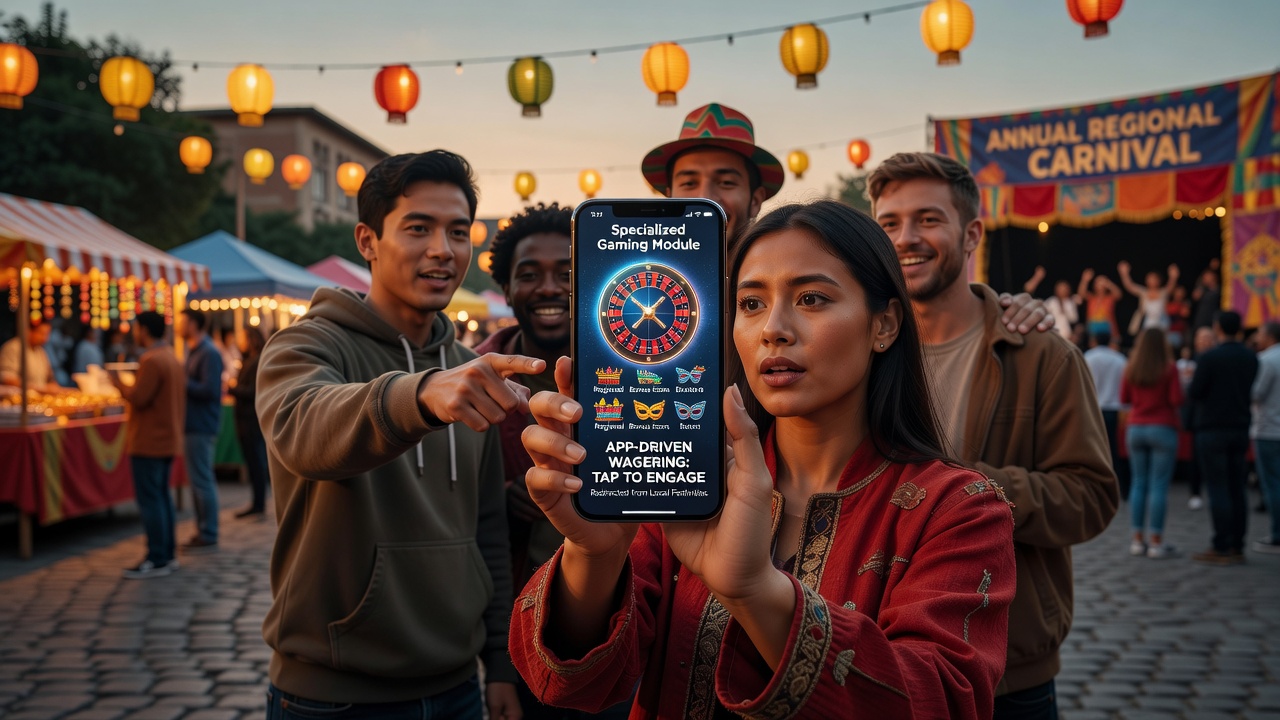 Mobile wagering app interface displaying festival-themed gaming modules during a regional celebration
